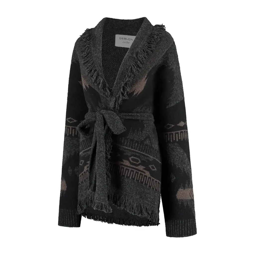 Deblon Sports Cardigan Ymke in dusk brown/black sand