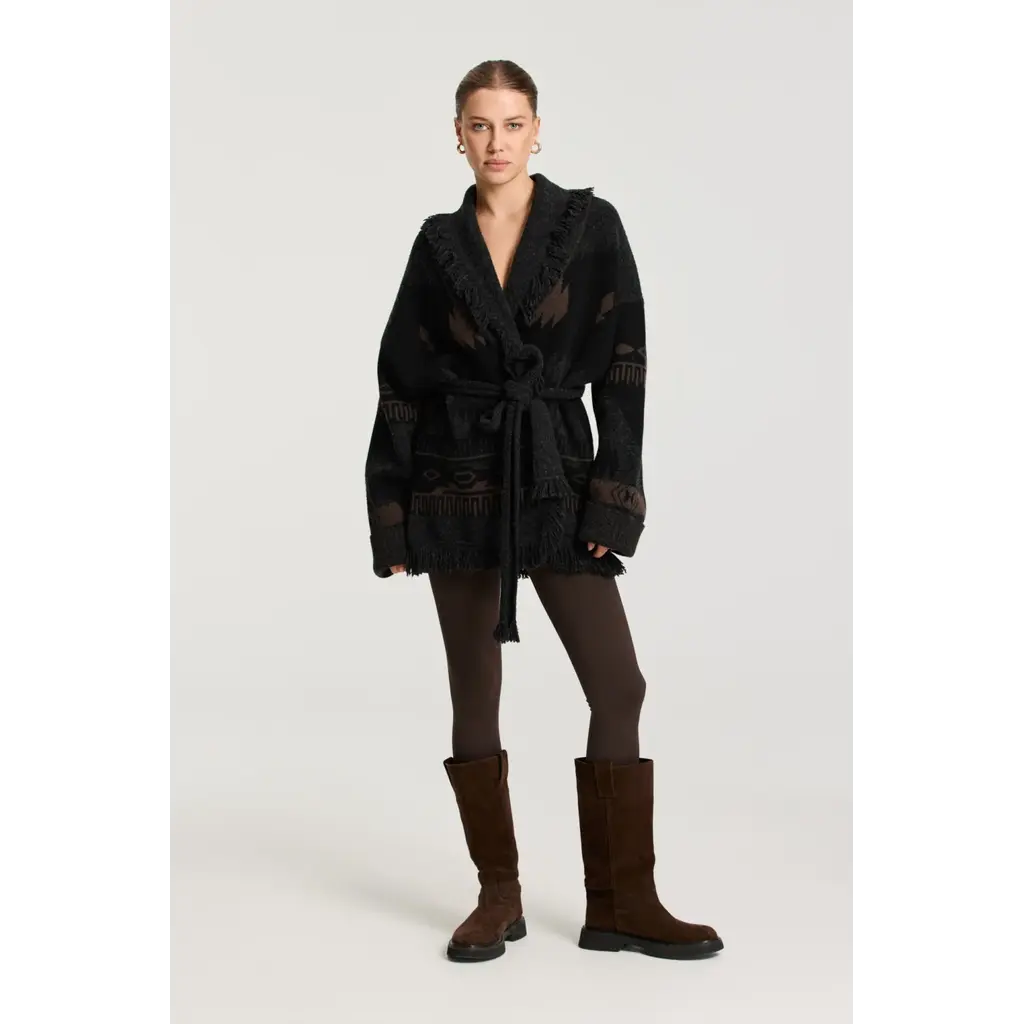 Deblon Sports Cardigan Ymke in dusk brown/black sand