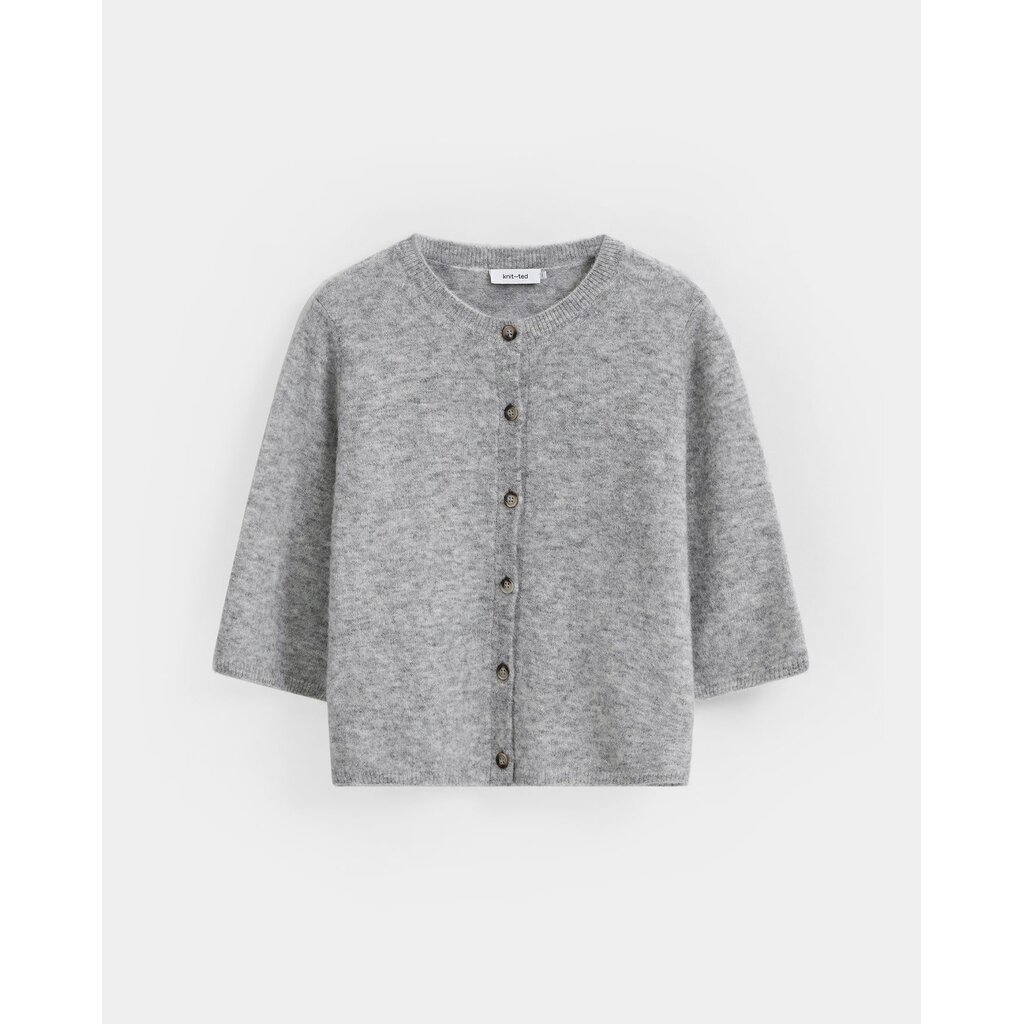 Knit-ted Meg Cardigan in grey melange