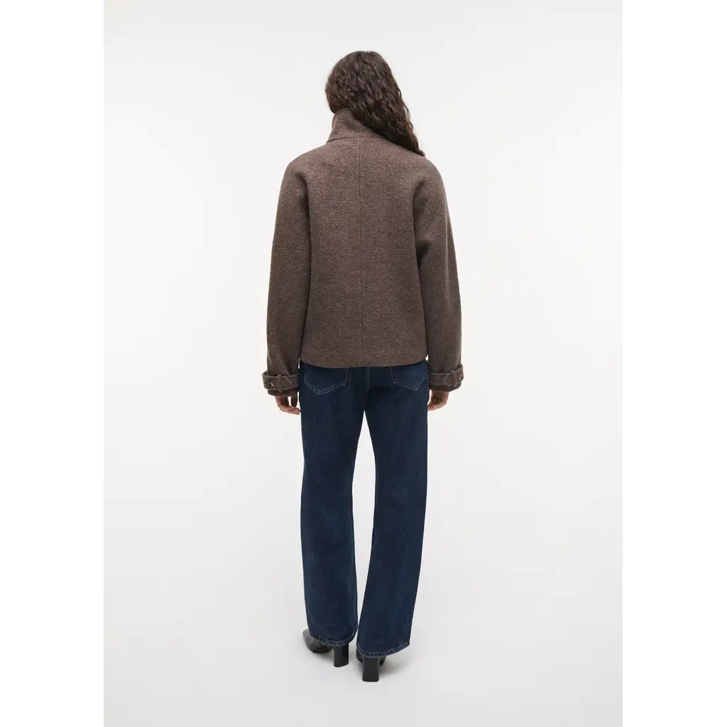 Studio AR Kae Funnelneck Wool Jacket in pebble