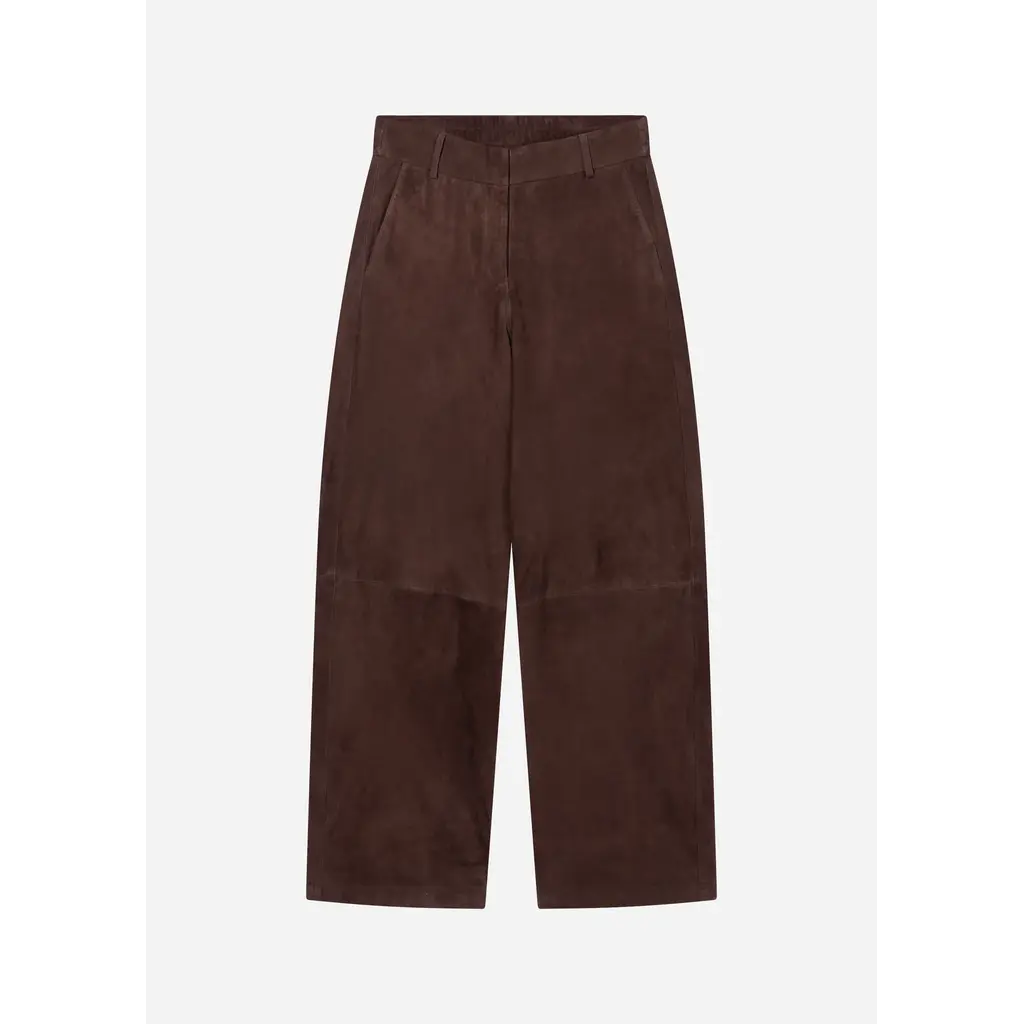 Studio AR Davina Suède Straight Leg Trouser in cacao