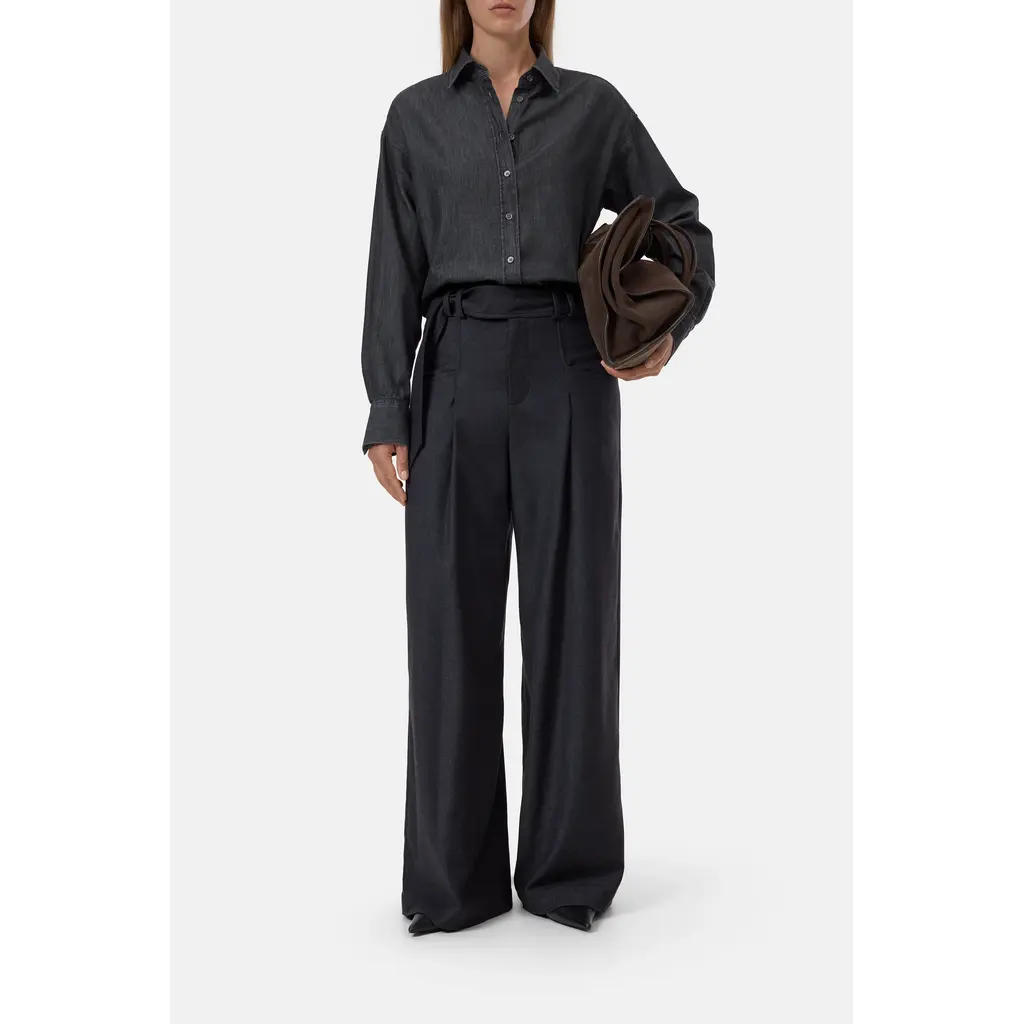 CLOSED C94267-191-27 Slit Shirt in mid grey