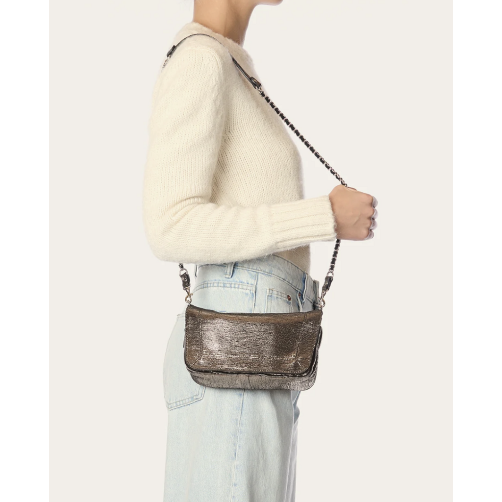 Jérôme Dreyfuss Bobi S Shoulder Bag Lamé Champagne