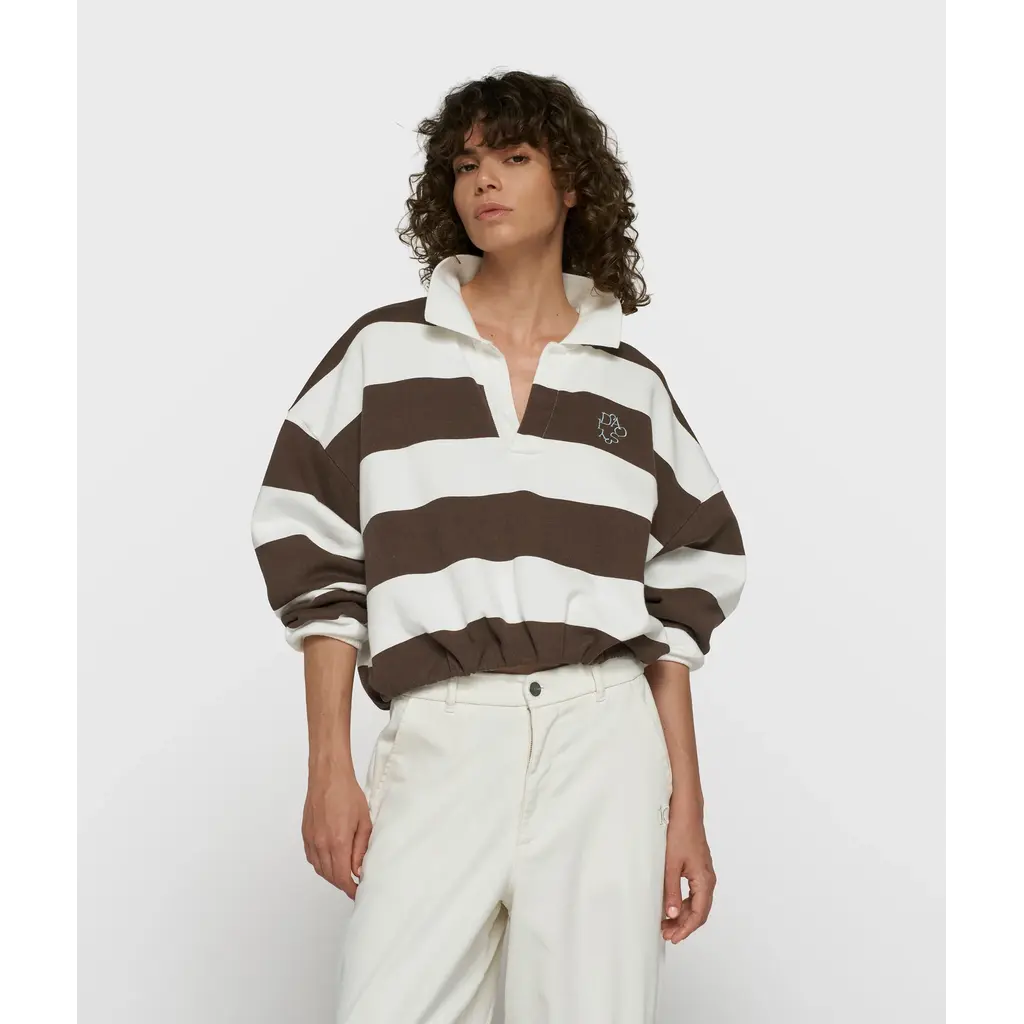 10 Days Baseball Balloon Sweater Ecru/Brown