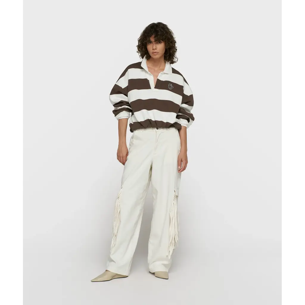 10 Days Baseball Balloon Sweater Ecru/Brown