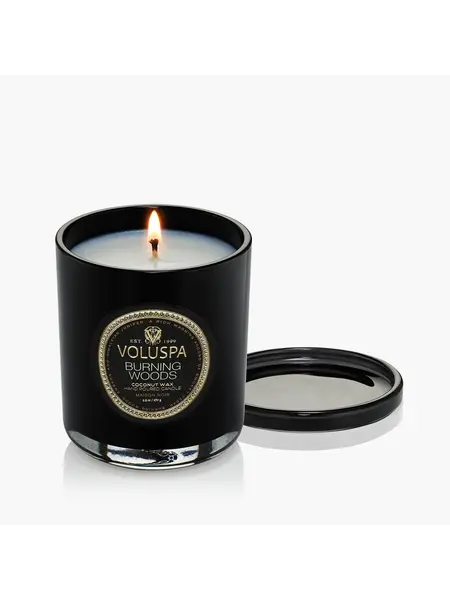 Voluspa Classic Candle burning woods