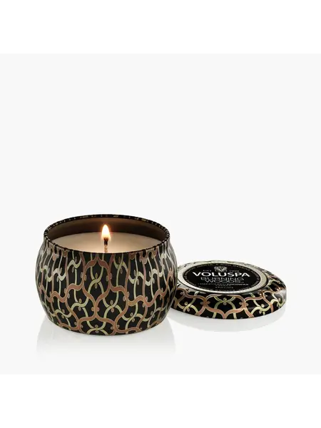Voluspa mini tin burning woods