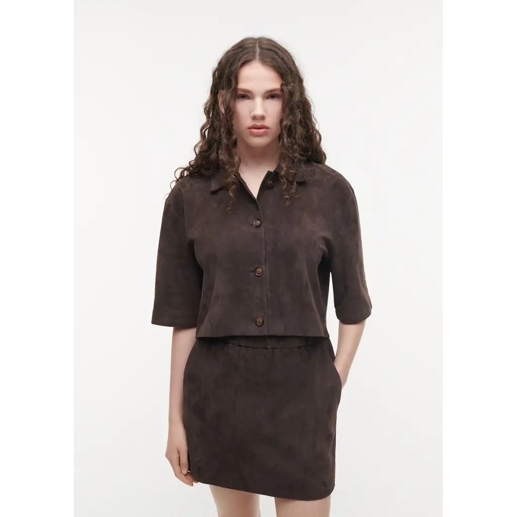 Studio AR Hollis Suede Top Espresso