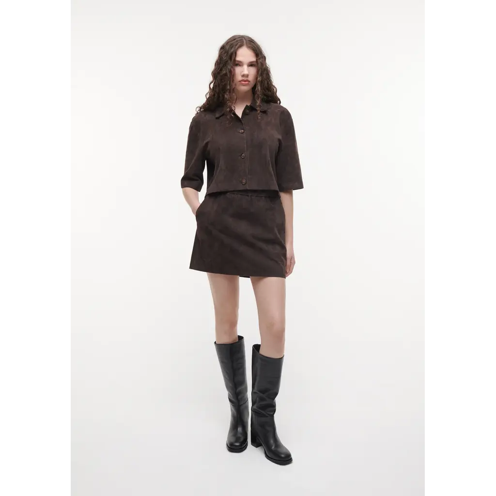 Studio AR Hollis Suede Top Espresso