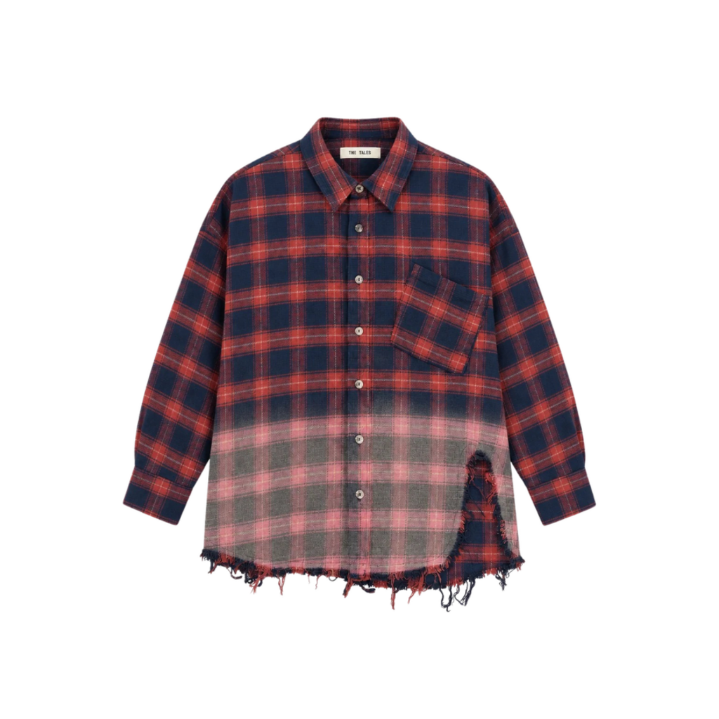 The Tales Cutaway Bleached Flannel Shirt Red