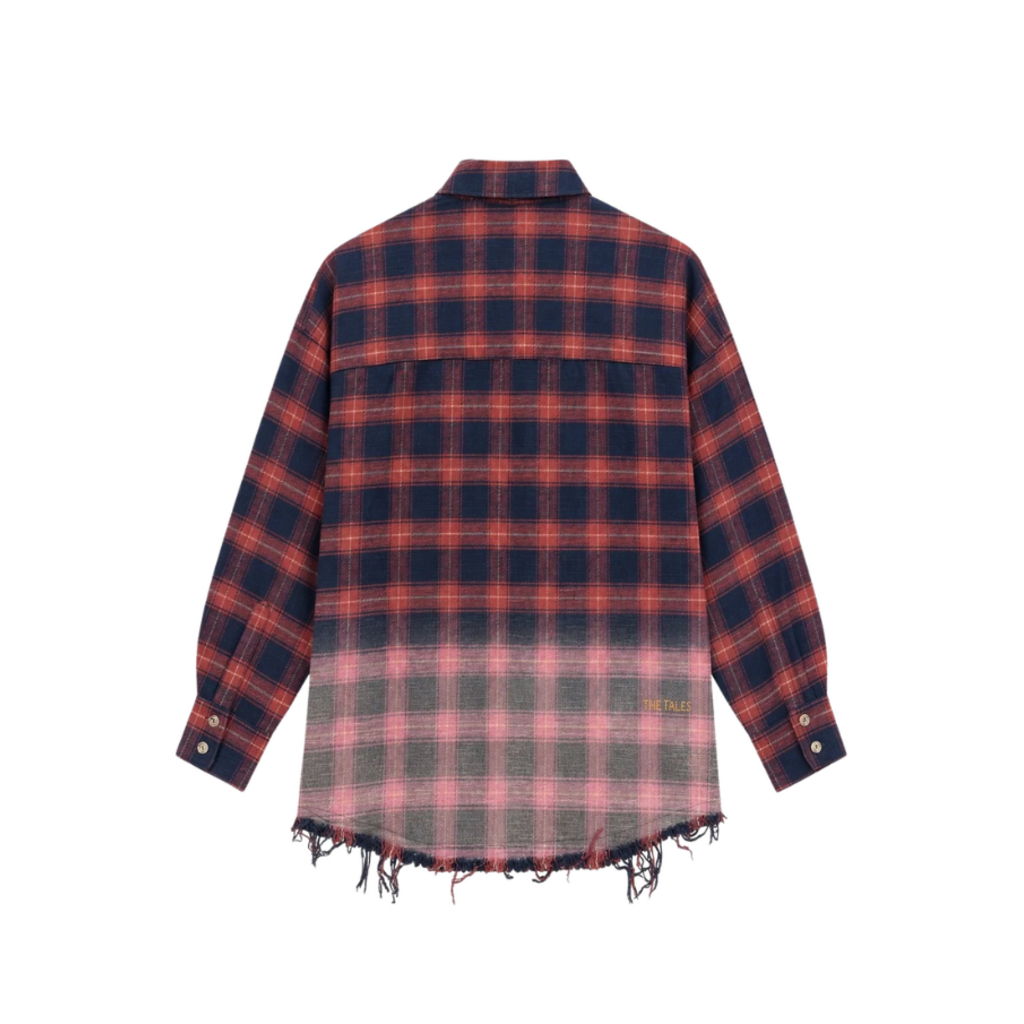 The Tales Cutaway Bleached Flannel Shirt Red