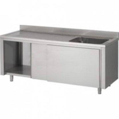 Combisteel 700 SPOELTAFEL SCHUIFDEUREN 1 RECHTS 1400