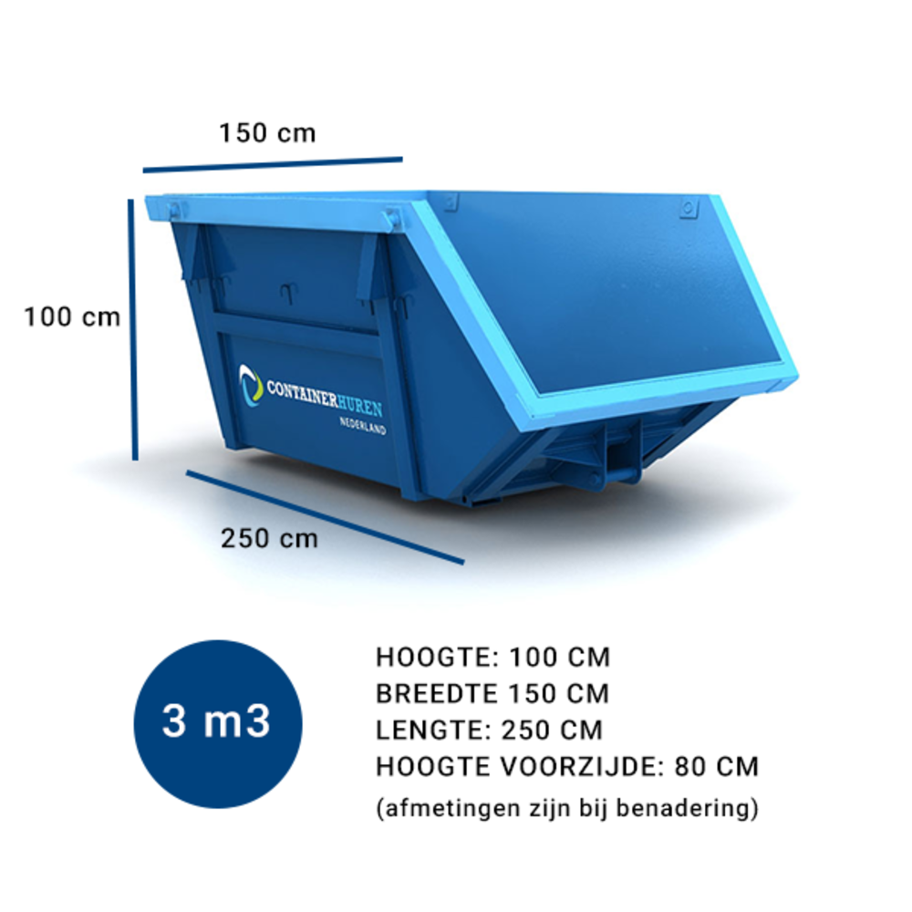 Bouw en sloopafval container 3m3 Bouw en sloopafval container 3m3