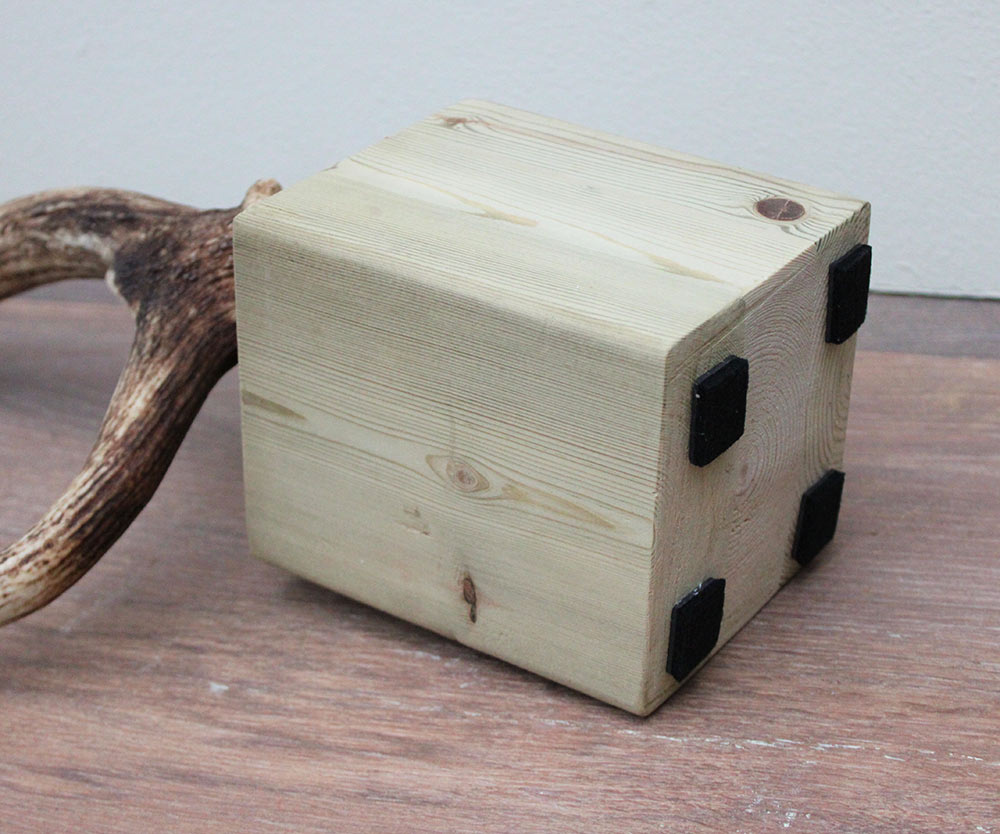 Groot DAMHERT GEWEI op houten sokkel