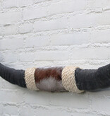 Texas style BULLBAR- 82 cm - waterbuffel hoorns afgewerkt met vel en sisaltouw
