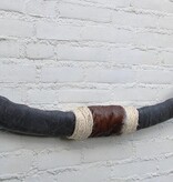 Texas style BULLBAR- 92 cm - waterbuffel hoorns afgewerkt met vel en sisaltouw