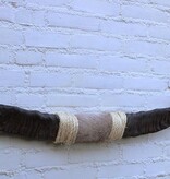 Texas style BULLBAR- 96 cm - waterbuffel hoorns afgewerkt met vel en sisaltouw