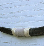 Texas style BULLBAR- 96 cm - waterbuffel hoorns afgewerkt met vel en sisaltouw