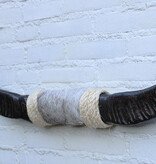 Texas style BULLBAR- 81 cm - waterbuffel hoorns afgewerkt met vel en sisaltouw