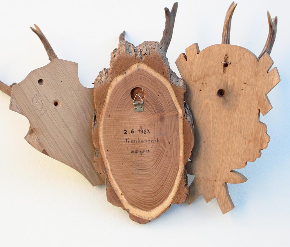 3 x groot REE GEWEI op verschillende houten schildjes