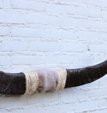 Texas style BULLBAR- 90 cm - waterbuffel hoorns afgewerkt met vel en sisaltouw