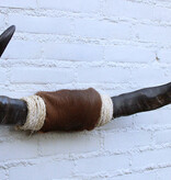 Texas style BULLBAR- 70 cm - waterbuffel hoorns afgewerkt met vel en sisaltouw