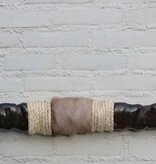 Texas style BULLBAR- 87 cm - waterbuffel hoorns afgewerkt met vel en sisaltouw