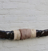 Texas style BULLBAR- 87 cm - waterbuffel hoorns afgewerkt met vel en sisaltouw