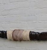 Texas style BULLBAR- 87 cm - waterbuffel hoorns afgewerkt met vel en sisaltouw