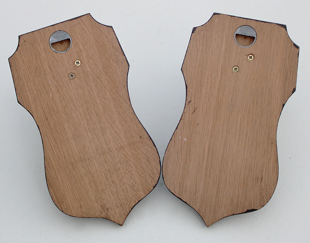 2 x schedel MOUNTAIN REEDBUCK op eiken schild