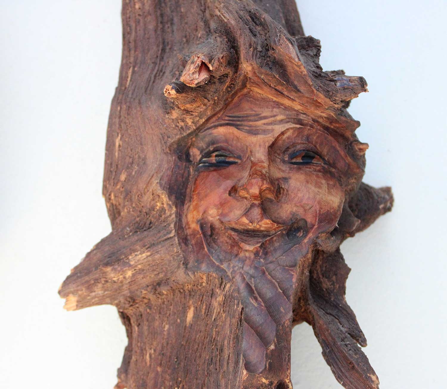 Decoratief HOUTSNIJWERK in boomstronk - gezichten M/V