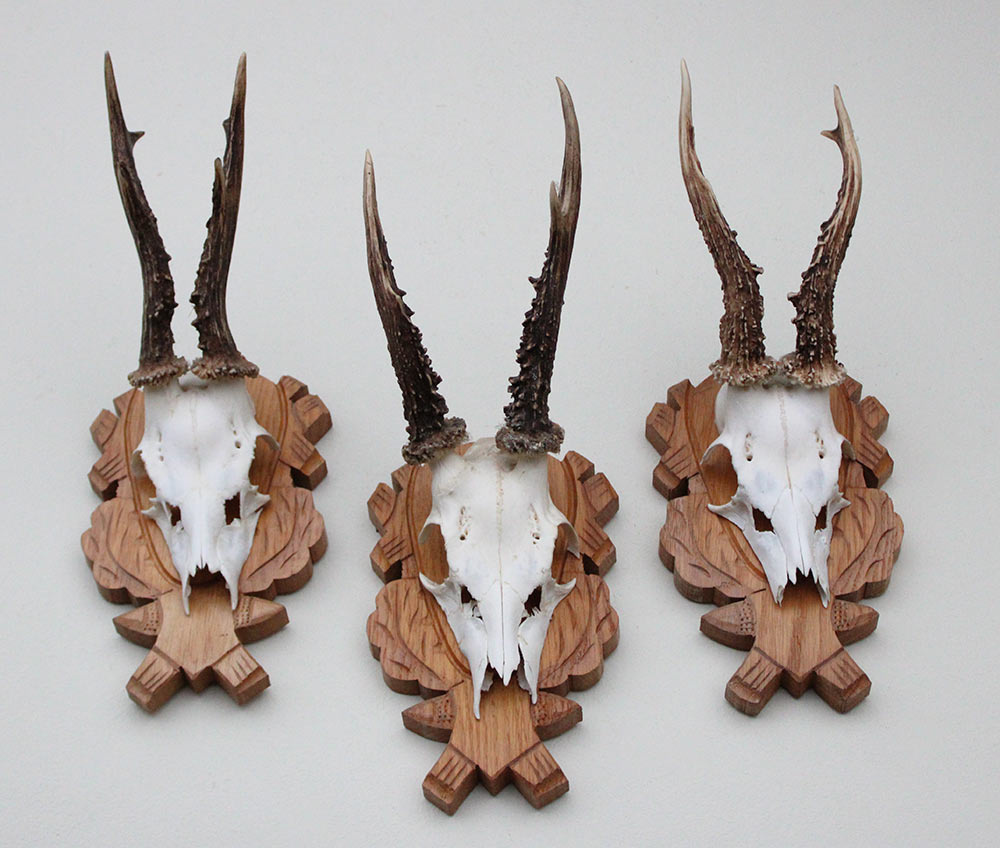 3 x  REE GEWEI op solide bewerkt houten schild