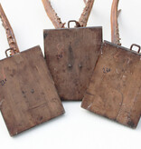 3 x groot antiek REE GEWEI  op zwart houten schild  - 1882