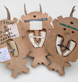 3 x  REE GEWEI op fraai bewerkt houten schild -  set C