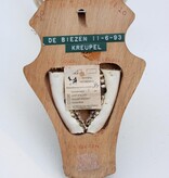 3 x groot REE GEWEI op houten schild - met kaakdeeltjes