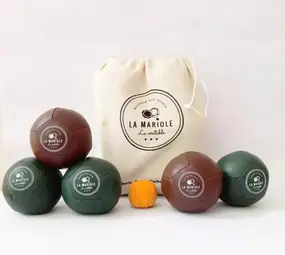 Boules de Pétanques Pack Cuir Recyclé Cognac & Vert - La Mariole - Hopono