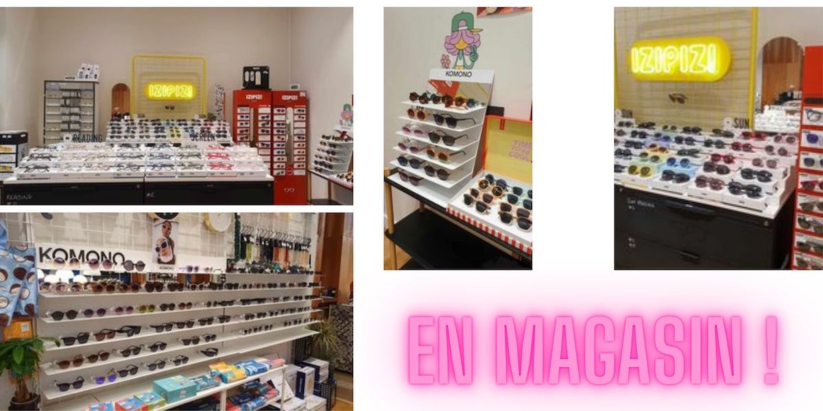 Le rayon lunettes dans le magasin Hopono