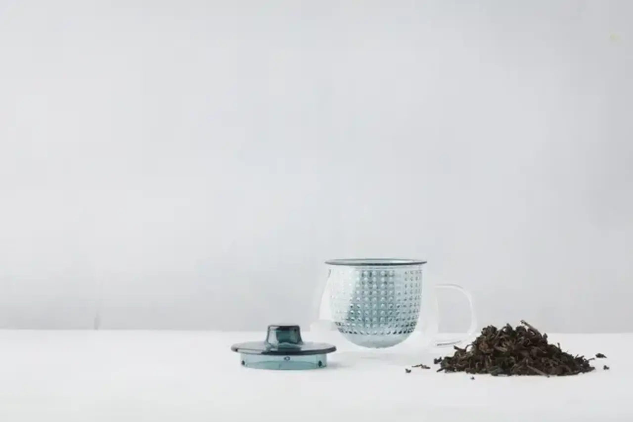 Glass mug with blue filter 300 ml Hopono