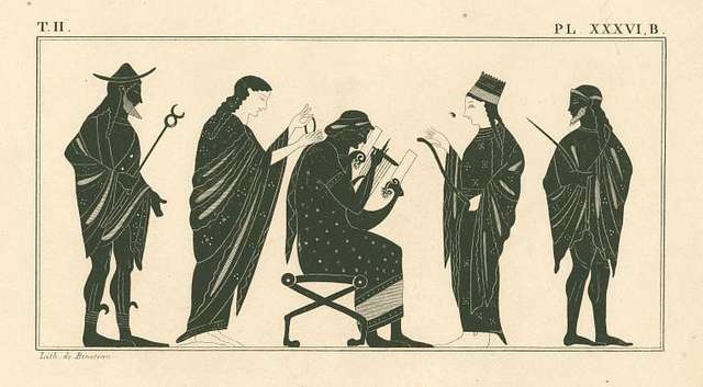 Image ancienne de Apollon, Hermès et Aphrodite