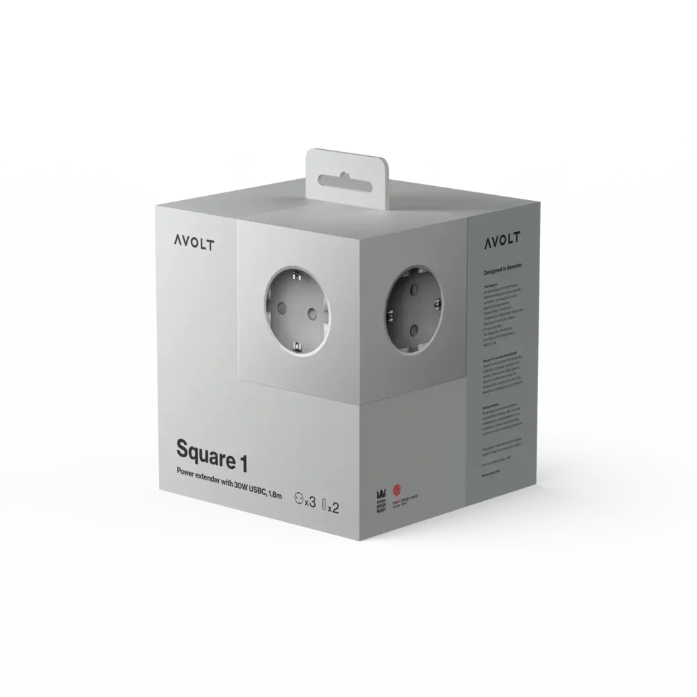 Usb C Verlengsnoer Square 1 Gotland Grijs Avolt Hopono
