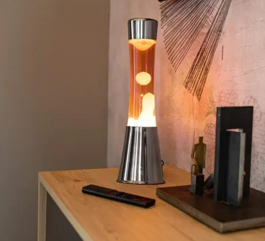 An orange Fisura lava lamp