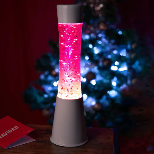 A pink glittering lava lamp