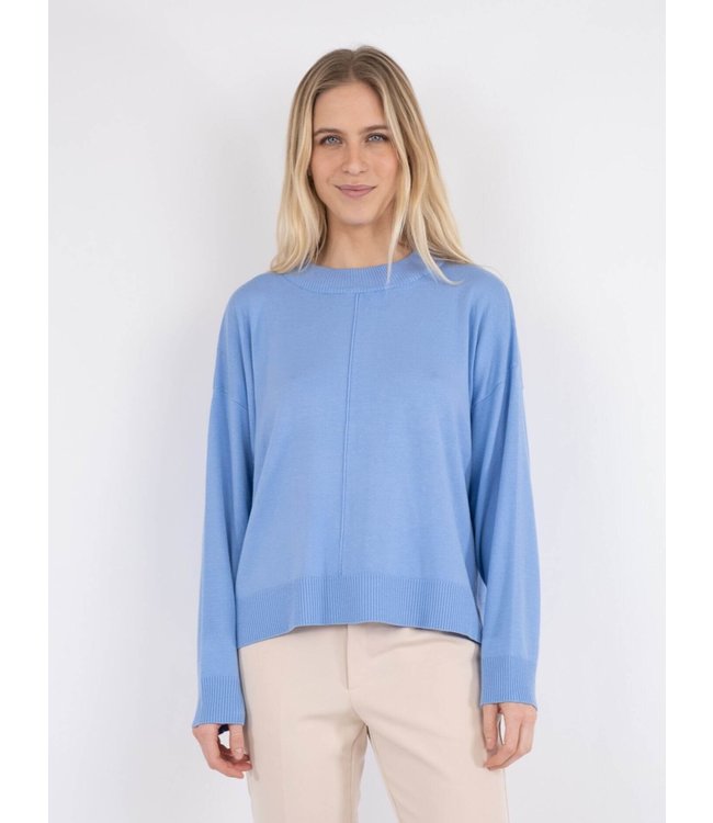 neo noir Binni solid knit blouse sky blue