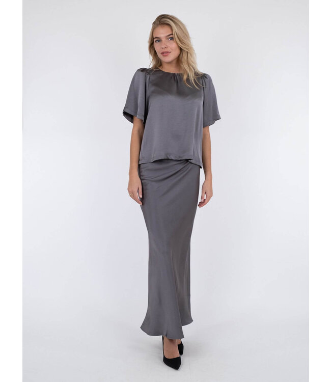 Vicky heavy sateen skirt - Dark Grey