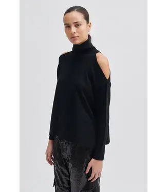 Second Female Juva Knit T-Neck Black