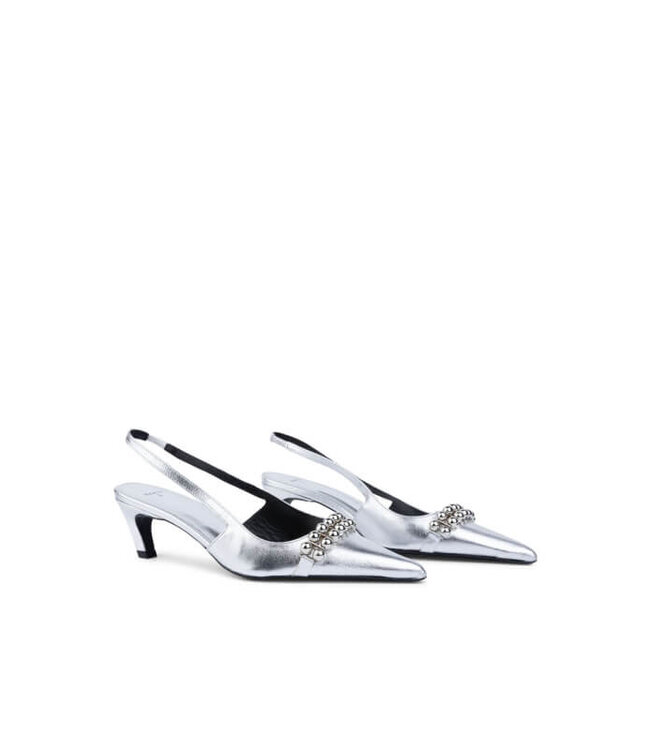 Yumi Metallic Slingback Pumps Silver