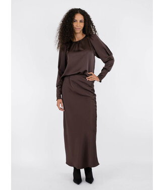 Neo Noir Vicky heavy sateen skirt - Dark Brown