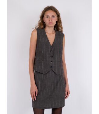 Neo Noir Vendetta soft check vest - dark grey