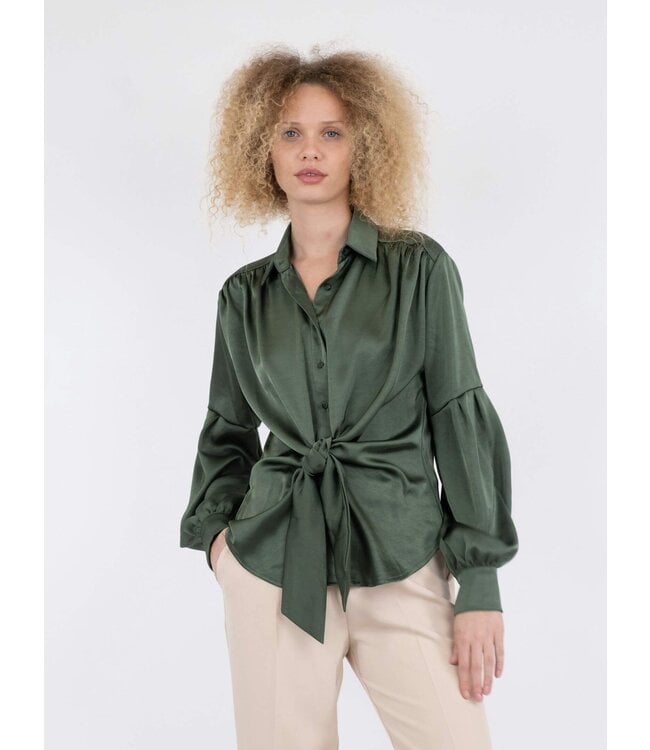 Green silk clearance top