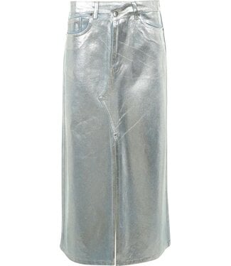 Co'couture Foil Asym Slit Skirt - Silver